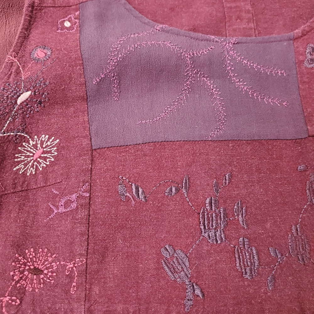White Stag Women Overall Jumper Maxi Dress Size L Linen Blend Modest Embroidered - Picture 7 of 9
